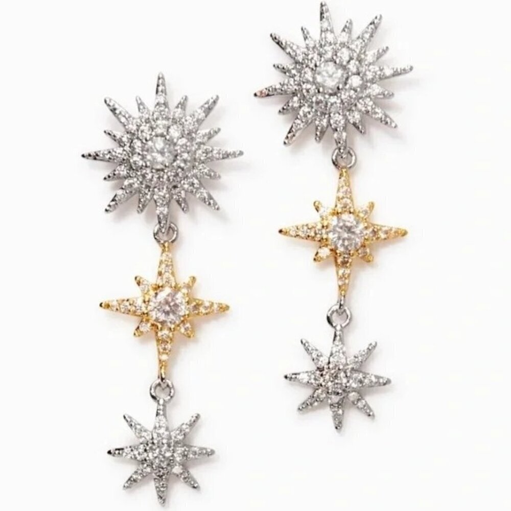 Stella & Dot 2 in 1 Star Struck Linear CZ Earrings NWT